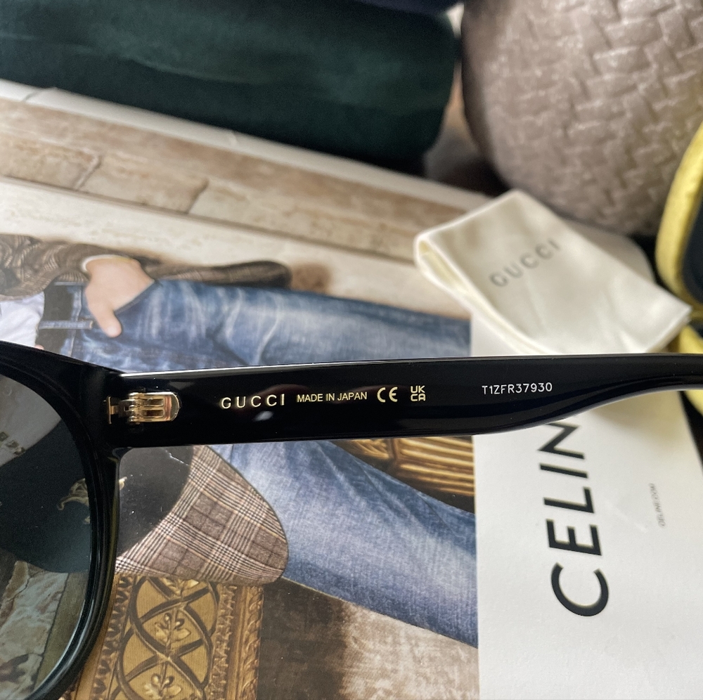 Gucci Black GG 💅✨ Designer Women’s 56mm Sunglasses GG0035SAN 001 56-20-145 - Picture 5 of 7